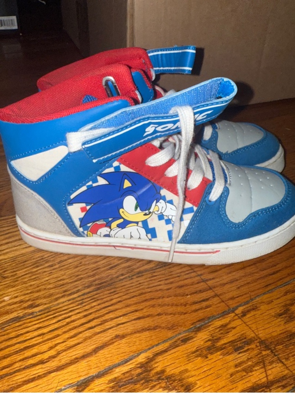 Kids Blue Sonic Character High-Top Sneakers